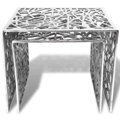 vidaXL 2-częściowy stolik boczny kwadratowy z aluminium, srebrny