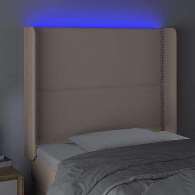 vidaXL Zagłówek do łóżka z LED, cappuccino, 83x16x118/128 cm, ekoskóra