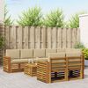 vidaXL Zestawy sof 9 pcs Naturalny i Beżowy Lite Drewno Akacji