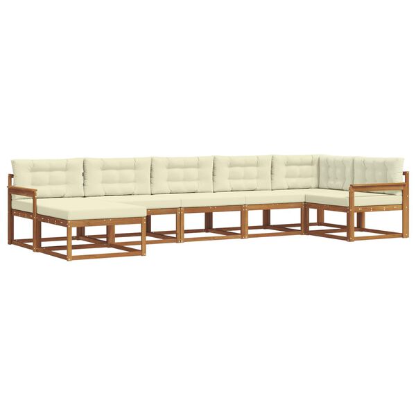 vidaXL Zestaw sof na zewnątrz z poduszką 7 pcs Naturalny i Kremowy