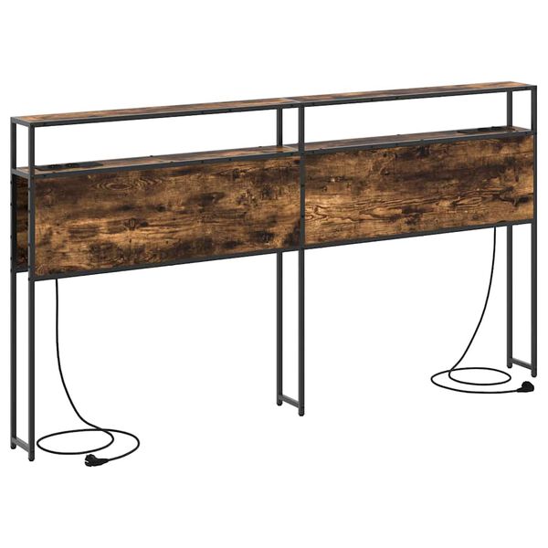 vidaXL Zagł&oacute;wek do przechowywania z p&oacute;łką Wędzony dąb 200 cm