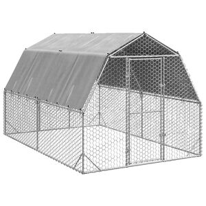 vidaXL Kurnik z dachem 2,5x4x2,25 m Stal ocynkowana