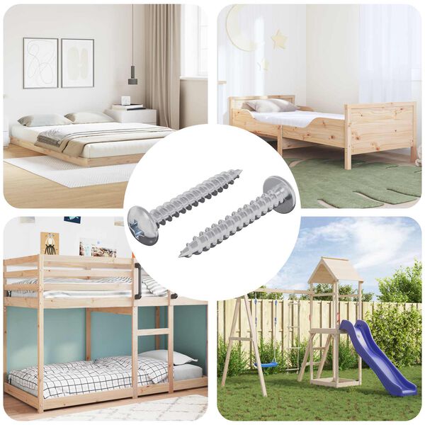 vidaXL Wkręt Drewniany 2 pcs Srebrny M4 x 28 mm Żelazo