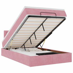 vidaXL Rama ł&oacute;żka otomana z materacem, r&oacute;żowa, 120x200 cm, aksamit
