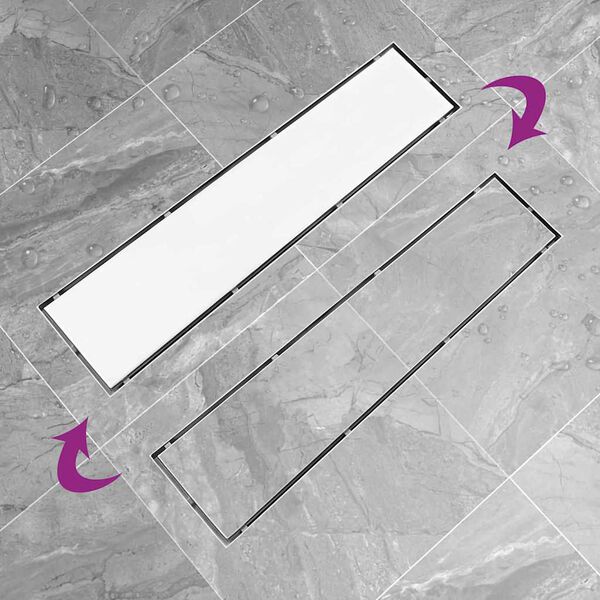 vidaXL Odpływ z pokrywą 2-w-1, 53x14 cm, stal nierdzewna