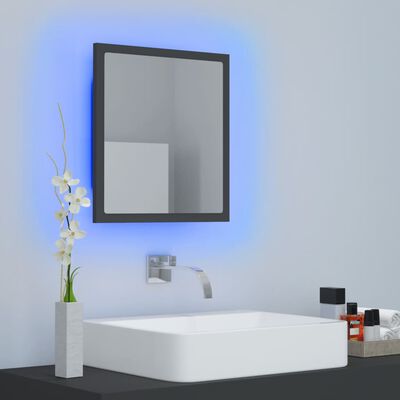 vidaXL Lustro łazienkowe LED, szare, 40x8,5x37cm, akryl