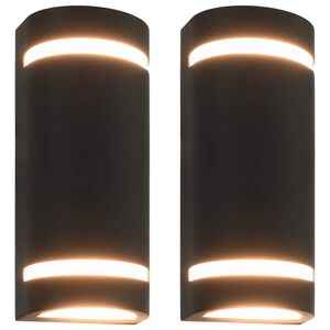 vidaXL Zewnętrzne lampy ścienne, 2 szt., 35 W, czarne, p&oacute;łokrągłe