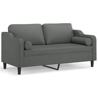 vidaXL 2-osobowa sofa z poduszkami, ciemnoszara, 140 cm, tkanina