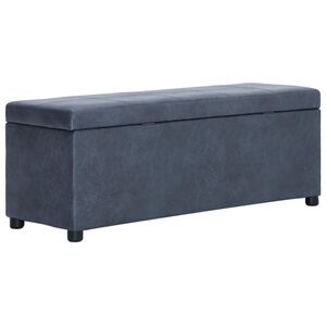 vidaXL Ławka ze schowkiem, 116 cm, szara, sztuczna sk&oacute;ra zamszowa