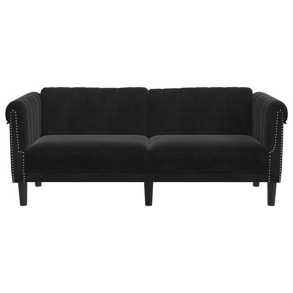 vidaXL Sofa dwuosobowa, czarna, aksamit