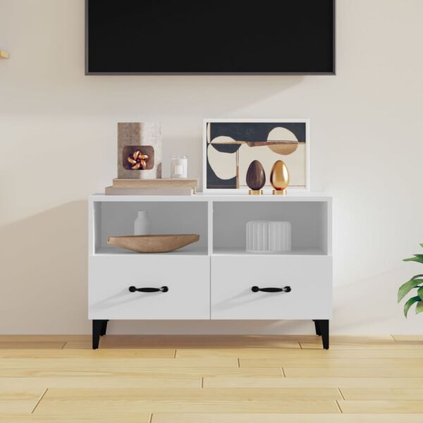 vidaXL Szafka pod TV, biała, 80x36x50 cm, materiał drewnopochodny