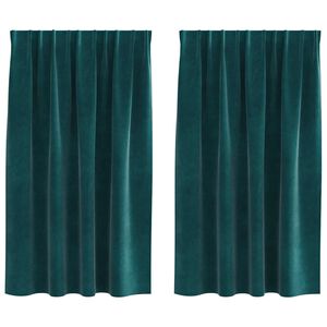 vidaXL Zasłony z zasłonami 2 pcs Ciemnozielony 140 x 140 cm Aksamit
