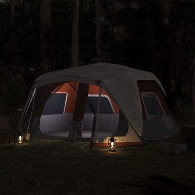 vidaXL Namiot rodzinny z LED, 10-os., jasnoszaro-pomarańczowy