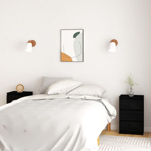 vidaXL Szafki nocne, 2 szt., czarne, 40x29,5x64 cm, drewno sosnowe