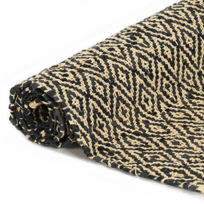 vidaXL Ręcznie tkany dywan Chindi, skóra i bawełna, 160x230 cm, czarny