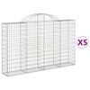 vidaXL Kosze gabionowe, 5 szt, 200x30x120/140 cm, galwanizowane żelazo