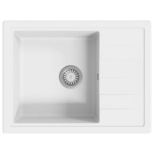 vidaXL Owalny zlew kuchenny z otworem przelewowym, biały, granitowy