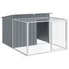 vidaXL Domek dla psa z wybiegiem antracytowy 153x194x110 cm ocynkowana stal