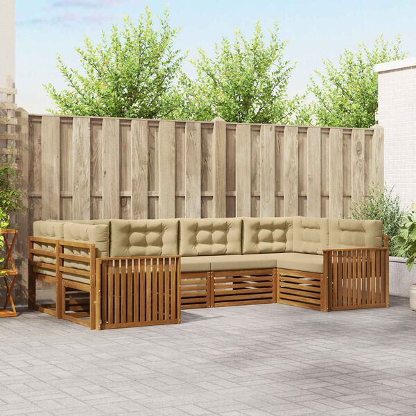 vidaXL Zestawy sof 6 pcs Naturalny i Beżowy Lite Drewno Akacji