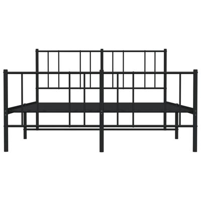 vidaXL Metalowa rama łóżka z wezgłowiem i zanóżkiem, czarna, 135x190cm