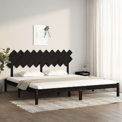 vidaXL Rama łóżka, czarna, 200 x 200 cm, lite drewno