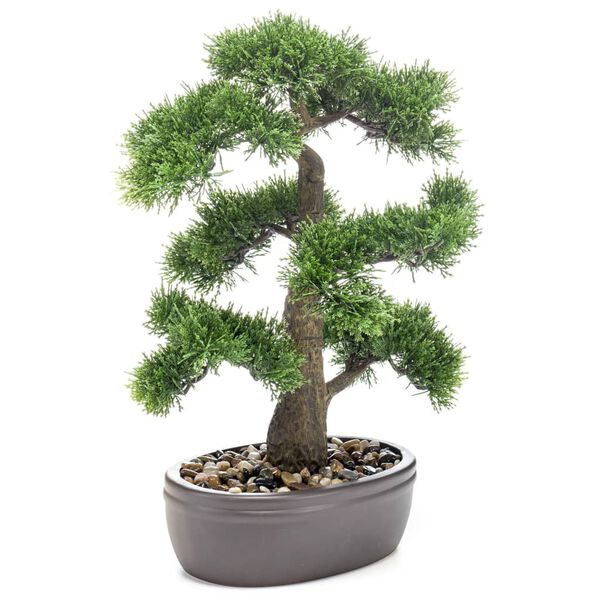 Emerald Sztuczny cedr bonsai w brązowej donicy, 45 cm