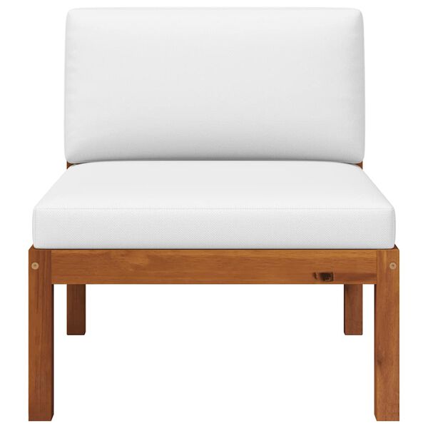 vidaXL Sofa ogrodowa środkowa z poduszkami, drewno akacjowe i lina