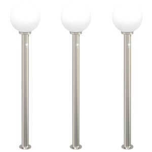 vidaXL Lampy słupkowe z czujnikiem 3 szt. 120 cm Stal nierdzewna IP44