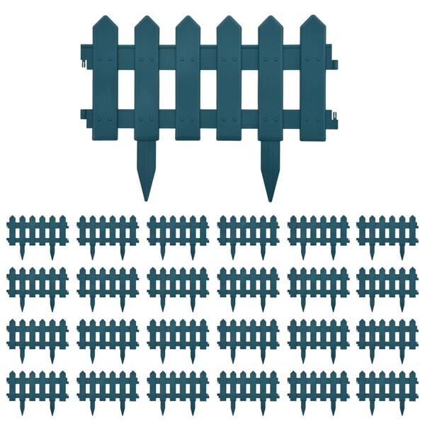 vidaXL Obrzeża trawnikowe, 25 szt., zielone, 10 m, PP