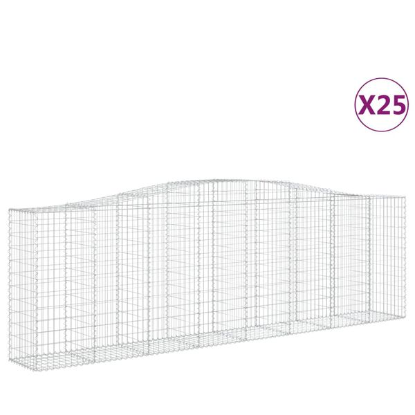vidaXL Kosze gabionowe, 25 szt, 400x50x120/140cm, galwanizowane żelazo