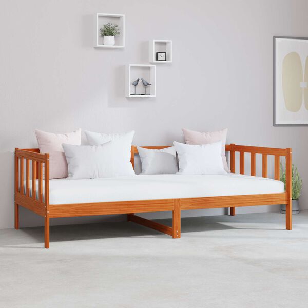 vidaXL Ł&oacute;żko dzienne z materacem Brązowy i biały wosk 90 x 200 cm