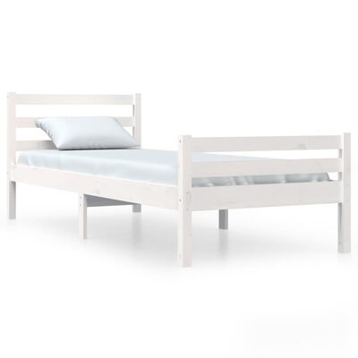 vidaXL Rama łóżka, biała, lite drewno, 100 x 200 cm
