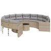 vidaXL Sofa ogrodowa, stolik i poduszki, okrągła, beżowy rattan PE