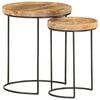 vidaXL Zestaw 2 stolik&oacute;w kawowych, lite drewno mango i stal
