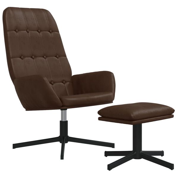 vidaXL Fotel z podn&oacute;żkiem, brązowy z połyskiem, obity sztuczną sk&oacute;rą