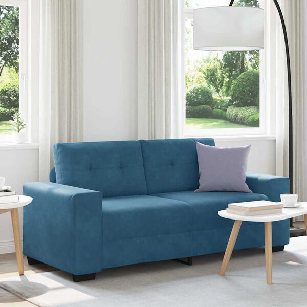 vidaXL Sofa dwuosobowa, niebieska, 180x77x82 cm, aksamit