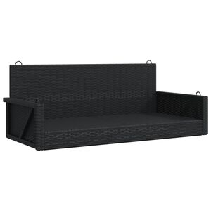 vidaXL Ławka bujana, czarna, 119x56x48 cm, polirattan