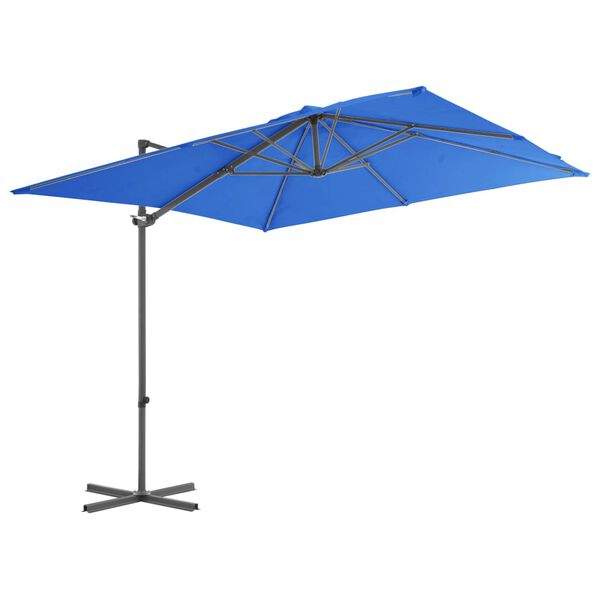 vidaXL Parasol wiszący ze stalowym słupkiem, 250x250 cm, niebieski