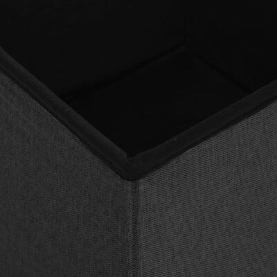 vidaXL Składany stołek ze schowkiem, czarny, sztuczny len