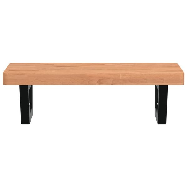 vidaXL P&oacute;łka ścienna pod umywalkę, stal i lite drewno bukowe