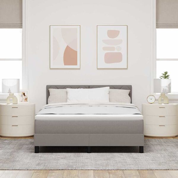 vidaXL Ł&oacute;żko sprężynowe z materacem Ciemnoszary 140 x 200 cm tkanina