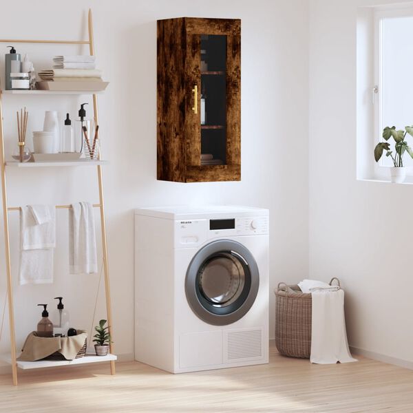 vidaXL Szafka wisząca, przydymiony dąb, 34,5x34x90 cm