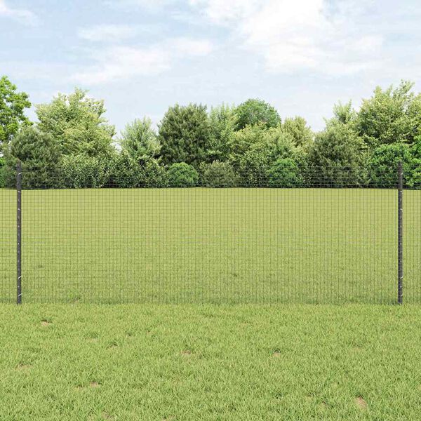 vidaXL Ogrodzenie z słupkiem Szary 0,8 x 10 m Stal i PVC