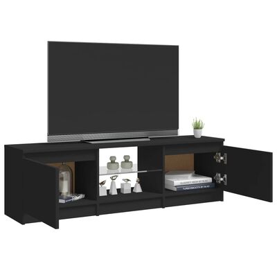 vidaXL Szafka pod TV z oświetleniem LED, czarna, 120 x 30 x 35,5 cm