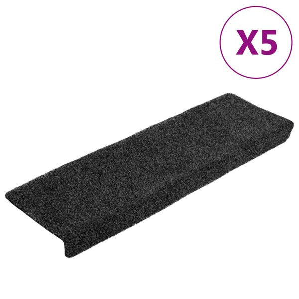 vidaXL Maty na schody samoprzylepne 5 szt. 65x21x4 cm ciemnoszare, prostokątne krawędzie