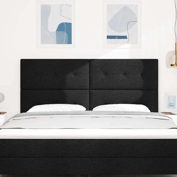 vidaXL Zagł&oacute;wek Z zagł&oacute;wkiem Czarny 180 cm Sk&oacute;ra ekologiczna