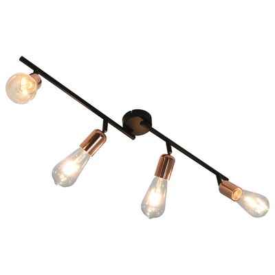 vidaXL Lampa, 4 żarówki żarowe, 2 W, czarno-miedziana, 60 cm, E27