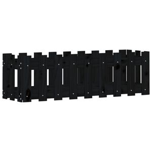 vidaXL Rabata ogrodowa z płotkiem, czarna, 100x30x30cm, drewno sosnowe