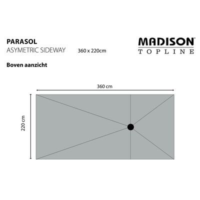 Madison Parasol ogrodowy Asymmetric Sideway, 360 x 220 cm, szary