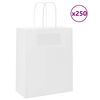 vidaXL Torby papierowe 250 szt. z uchwytami białe 18x8x22 cm